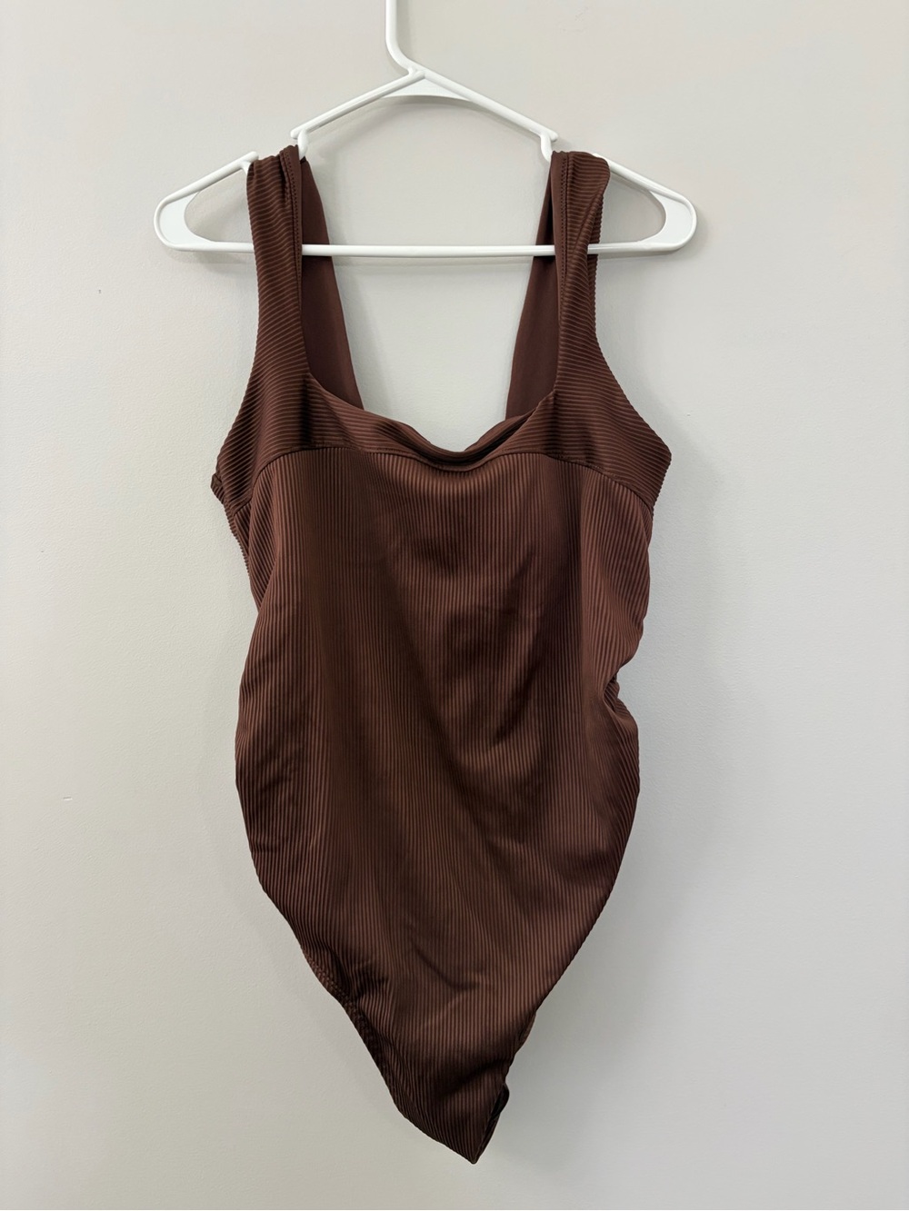 Brown Ribbed maternity One-Piece Swimsuit